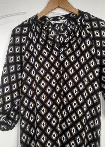 Bohem Siyah Desenli Uzun  Tunik - Görsel 2