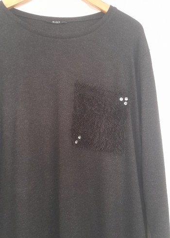 Siyah Kürklü Cepli Uzun Kollu Triko Kazak - Görsel 2