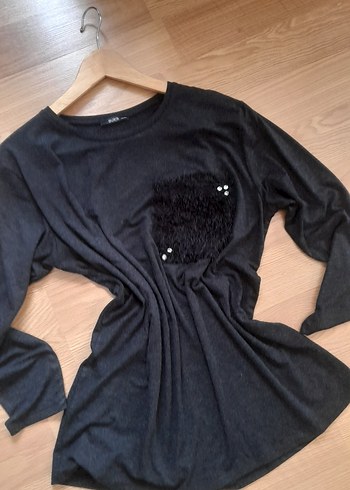 Siyah Kürklü Cepli Uzun Kollu Triko Kazak - Görsel 4