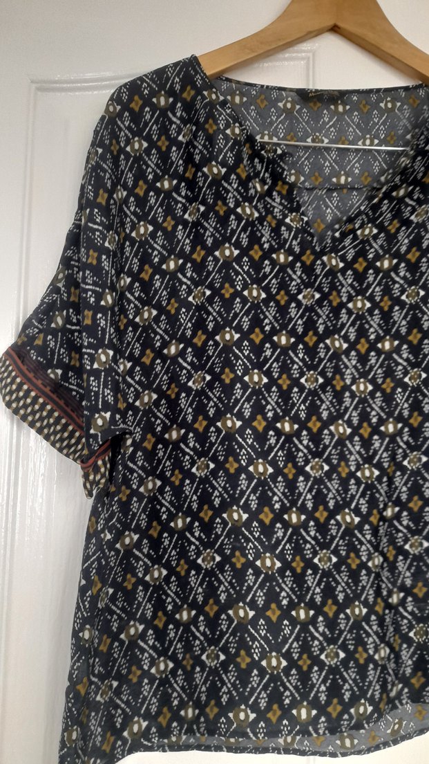 Bohem V Yaka Rahat Kesim Kadın Bluz - Görsel 2