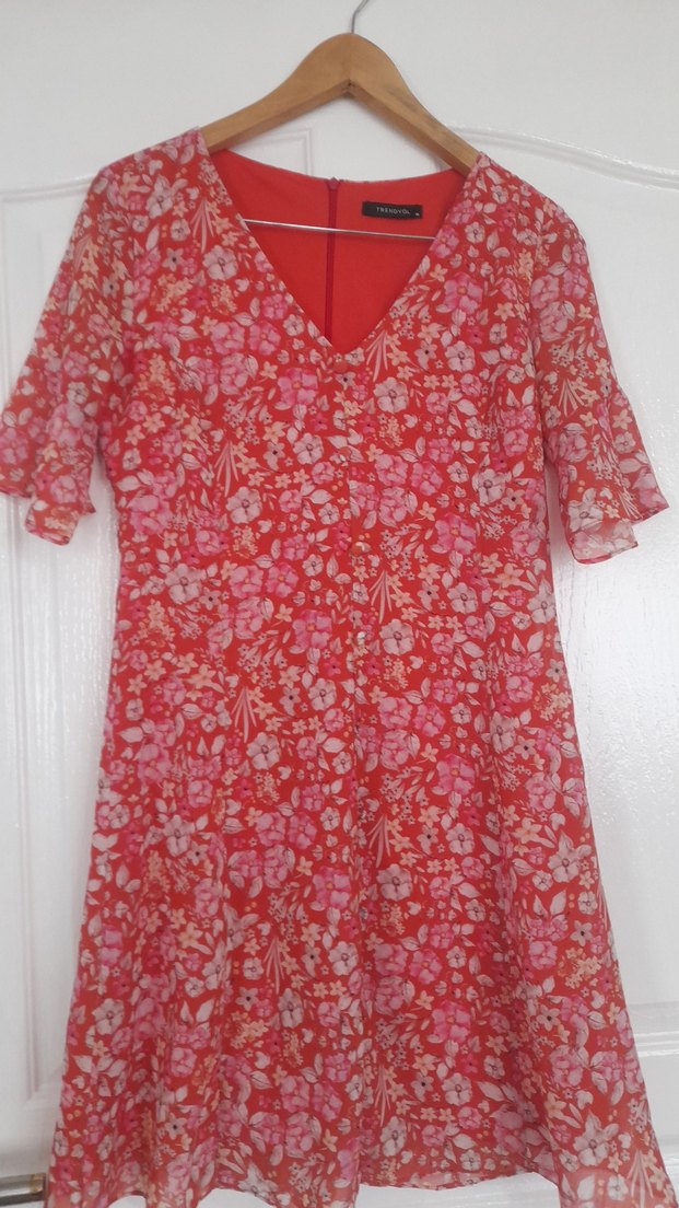 Bohem V Yaka Renkli Midi Elbise - Görsel 2