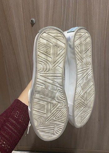 Beyaz Bağcıklı Platform Spor Ayakkabı - Görsel 4