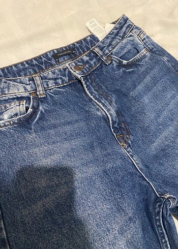 Lacivert Bol Kesim Midi Kadın Kot Pantolon - Görsel 2