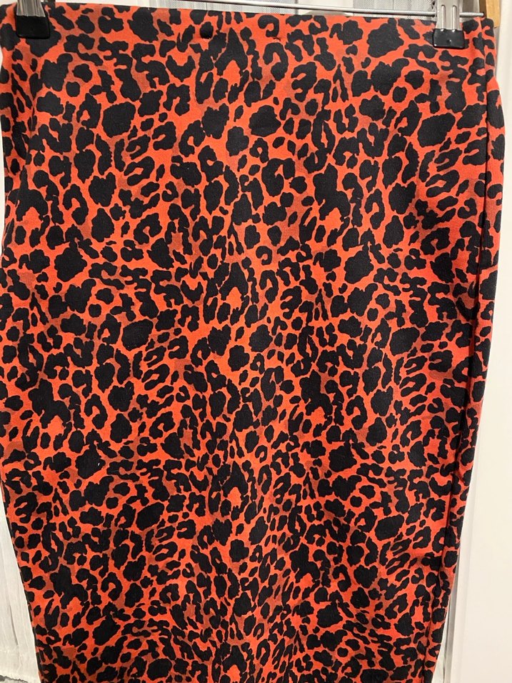 Kadın Kırmızı Yılan Desenli Midi Etek - Görsel 2