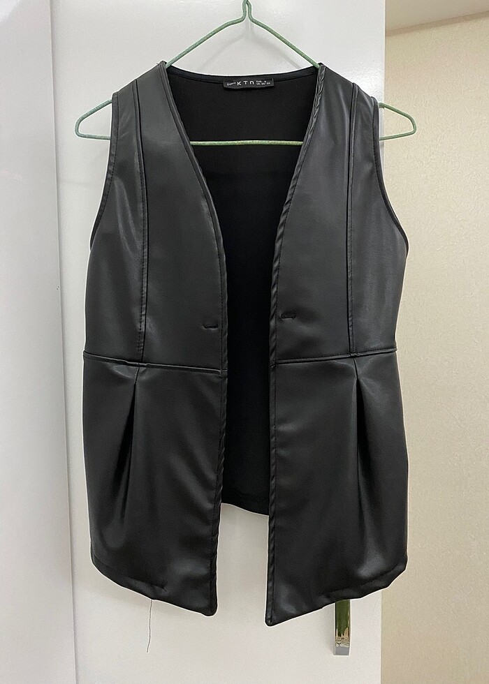 Deri Yelek ve kumaş Çeket - Görsel 2