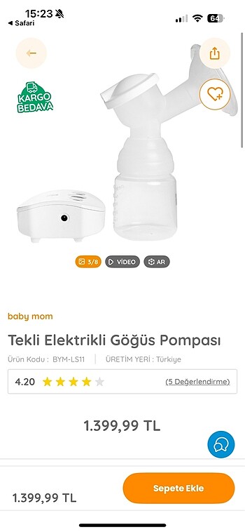  Elektrikli göğüs pompası