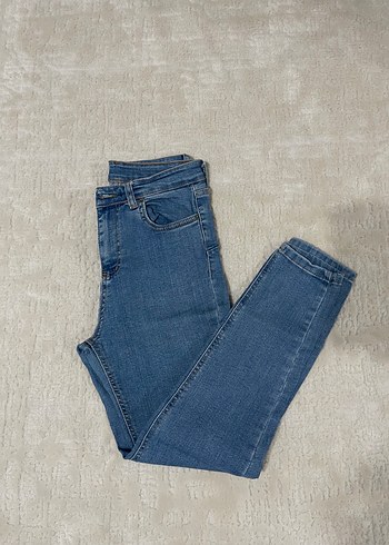 Diğer Mavi Yuksek Bel Dar Paca Jean