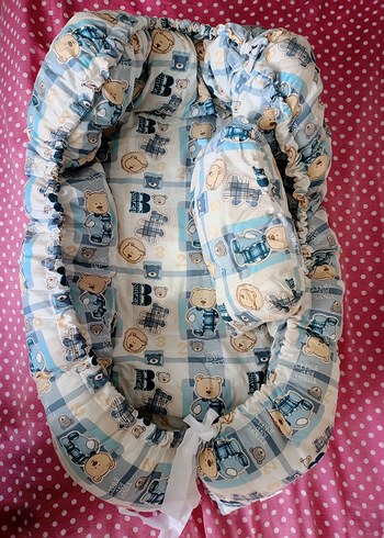 Mavi Ayıcık Desenli Bebek Yatağı - Görsel 2