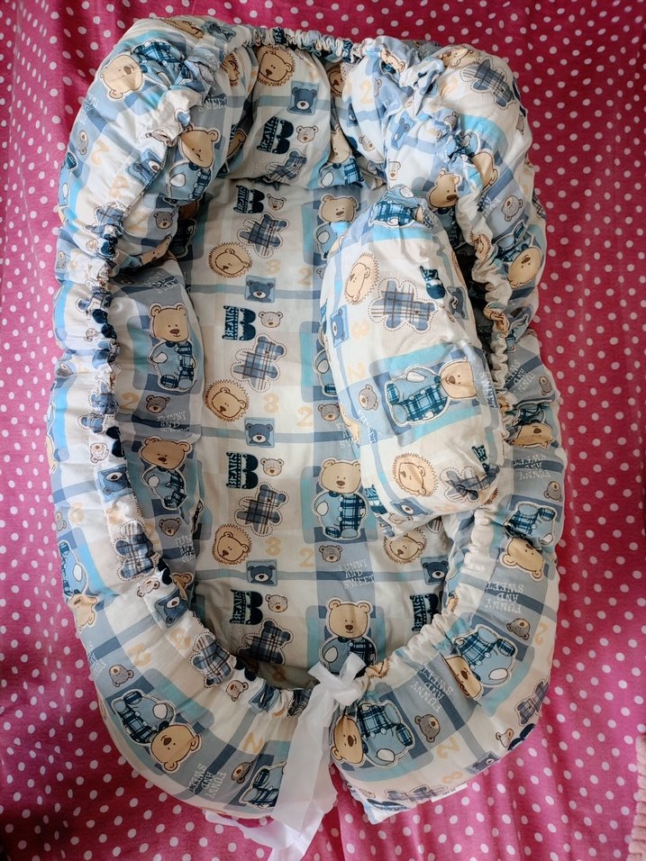 Mavi Ayıcık Desenli Bebek Yatağı - Görsel 2