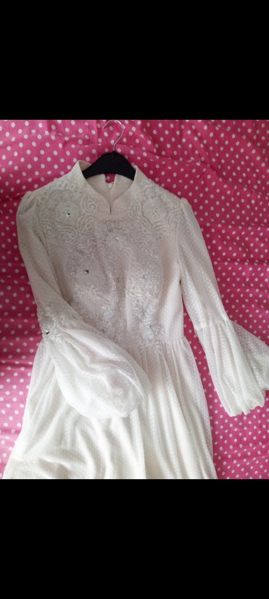 Kadın Beyaz Bohem Dantel İşlemeli Uzun Elbise - Görsel 2