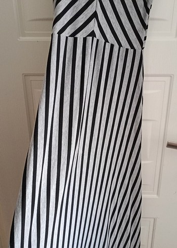 Çizgili Uzun Gri Elbise - Görsel 3