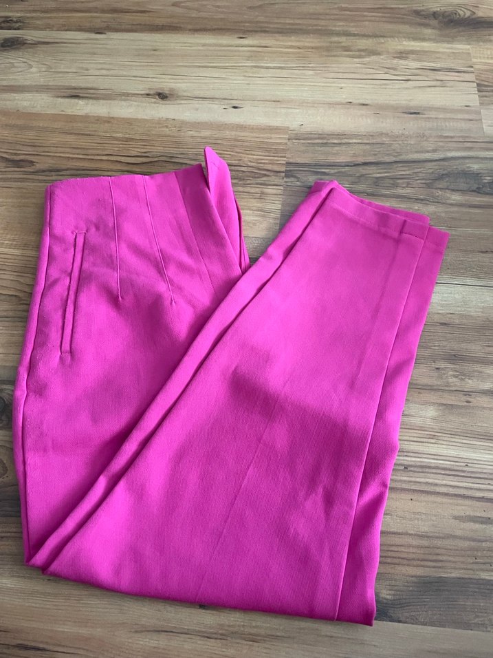 Pembe Pilili Kadın Kumaş Pantolon - Görsel 2