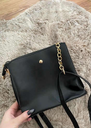 Siyah Yılan Desenli Deri Kadın Çanta - Görsel 2