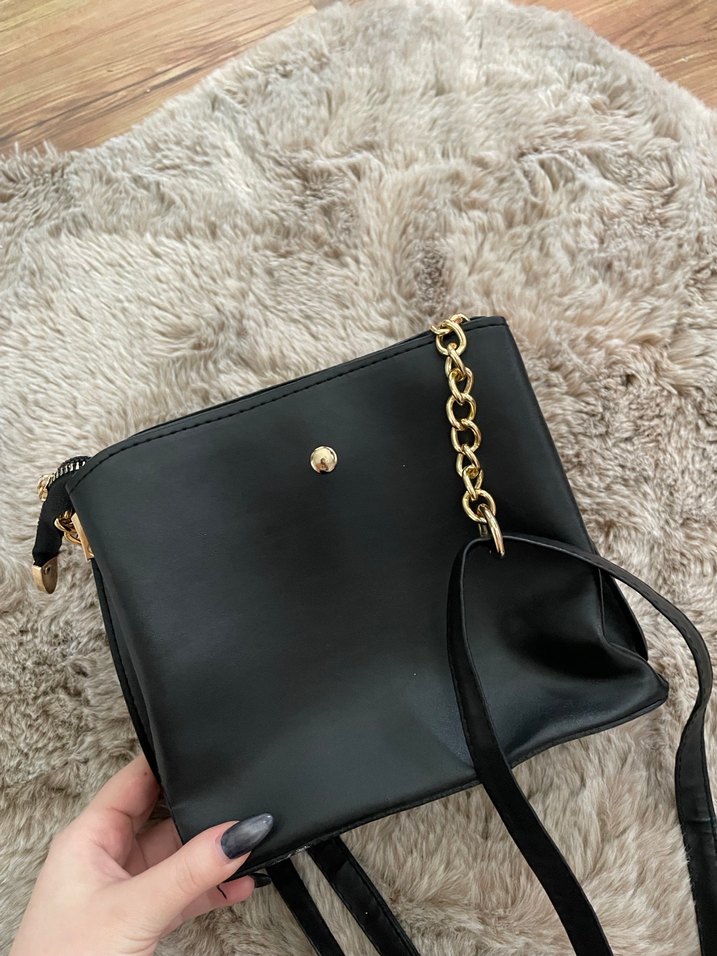 Siyah Yılan Desenli Deri Kadın Çanta - Görsel 2