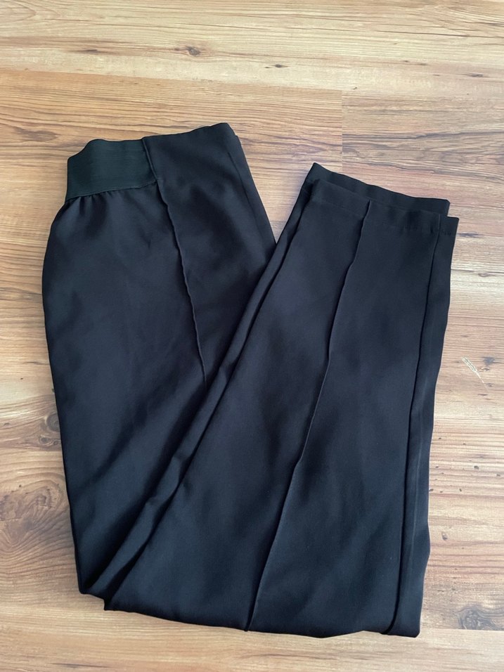 Siyah Beli lastikli Kadın Kumaş Pantolon - Görsel 2