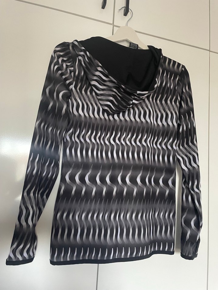 Gri Zebra Desenli Fermuarlı Kadın Ceket - Görsel 2