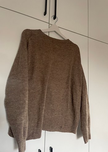 Kadın Kahverengi Örgü Yün Kazak - Görsel 2