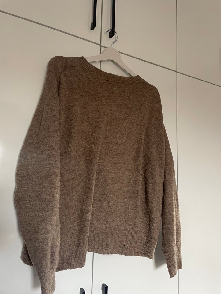 Kadın Kahverengi Örgü Yün Kazak - Görsel 2