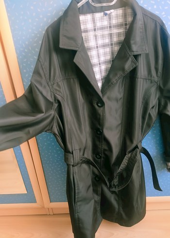 Kadın Siyah Kemerli Midi Trençkot En 65 boy 90 cm - Görsel 5