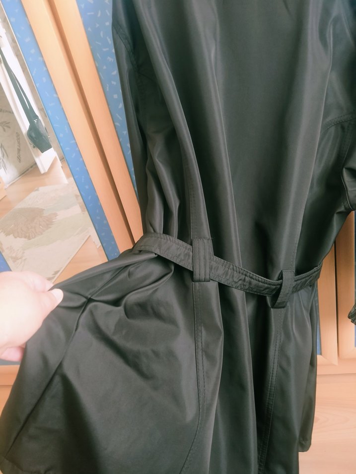 Kadın Siyah Kemerli Midi Trençkot En 65 boy 90 cm - Görsel 2