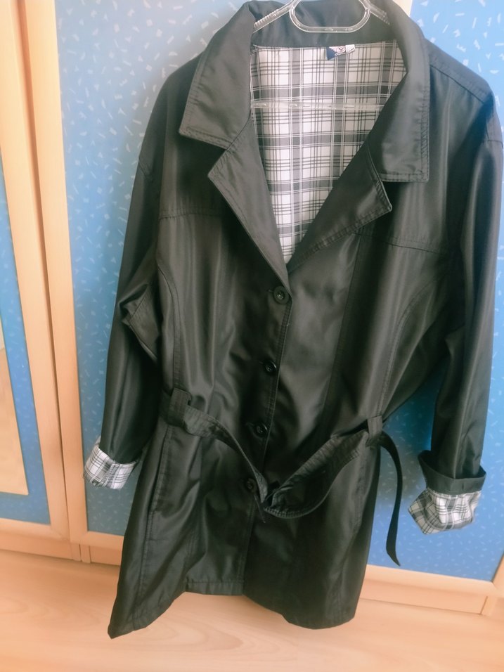 Kadın Siyah Kemerli Midi Trençkot En 65 boy 90 cm - Görsel 4