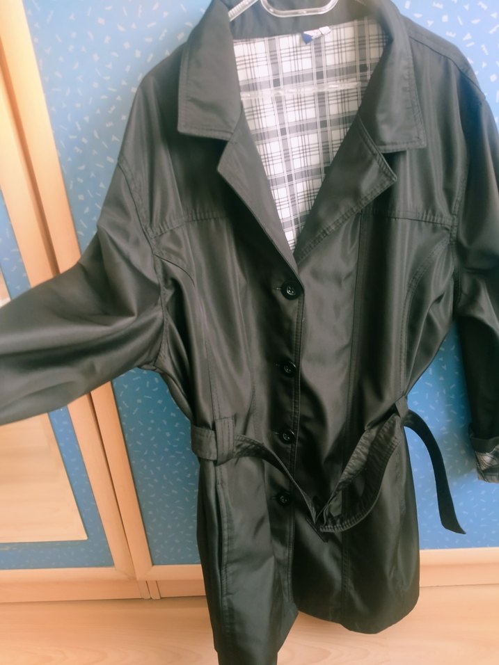 Kadın Siyah Kemerli Midi Trençkot En 65 boy 90 cm - Görsel 5