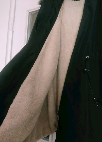 Kürklü Siyah Midi Kadın Ceket - Görsel 2