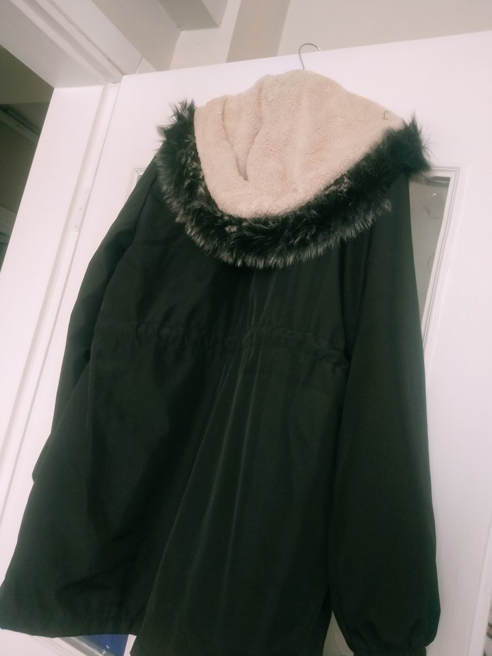 Kürklü Siyah Midi Kadın Ceket - Görsel 5