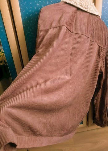 Düğmeli Kadın pudra pembesi kadife ceket. - Görsel 3