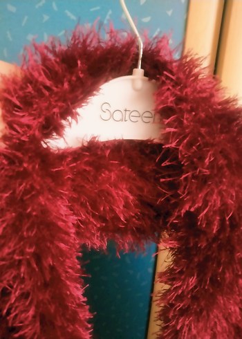 Bordo Kürklü Kadın Yün Şal - Görsel 3