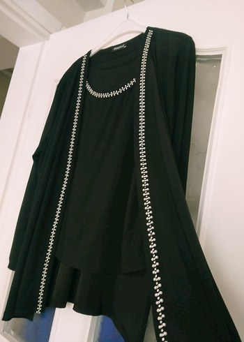 Boncuk Detaylı Siyah Uzun abiye takım. - Görsel 13