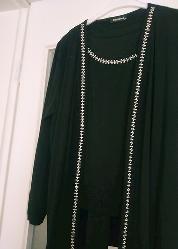 Boncuk Detaylı Siyah Uzun abiye takım. - Görsel 10