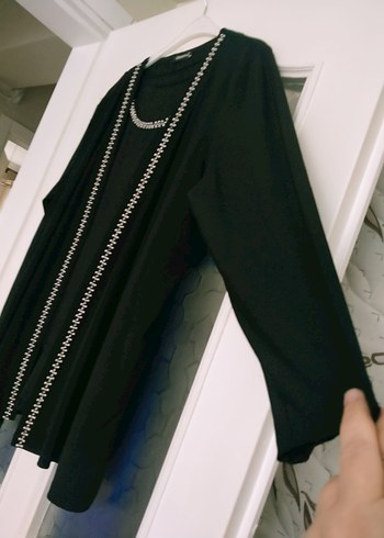 Boncuk Detaylı Siyah Uzun abiye takım. - Görsel 14