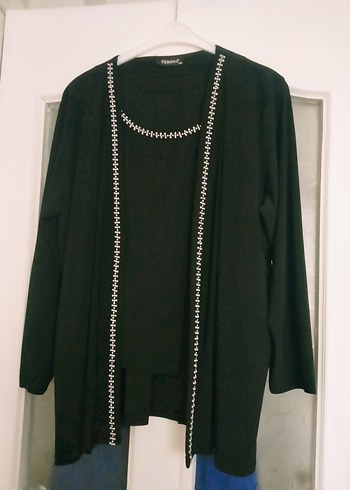 Boncuk Detaylı Siyah Uzun abiye takım. - Görsel 2