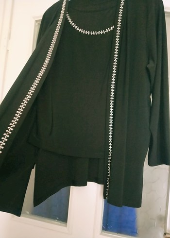 Boncuk Detaylı Siyah Uzun abiye takım. - Görsel 12