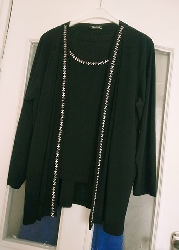 Boncuk Detaylı Siyah Uzun abiye takım. - Görsel 4