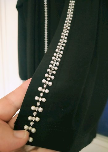 Boncuk Detaylı Siyah Uzun abiye takım. - Görsel 6