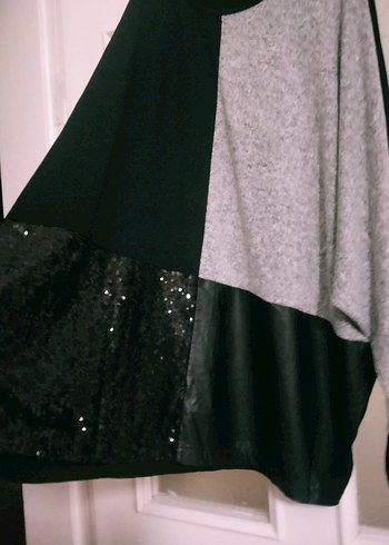 Gri Siyah Kadın Midi Tunik, Uzun Kollu, Salaş tuvid marka. - Görsel 8