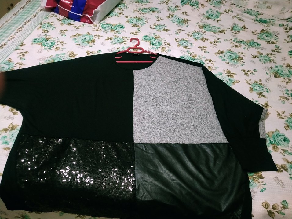 Gri Siyah Kadın Midi Tunik, Uzun Kollu, Salaş tuvid marka. - Görsel 4