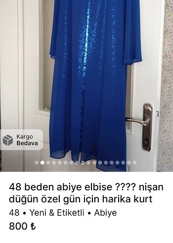 mavi saks abiye 48 beden - Görsel 8