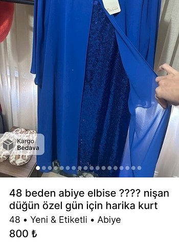 mavi saks abiye 48 beden - Görsel 6