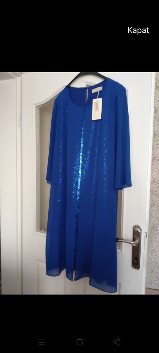 mavi saks abiye 48 beden - Görsel 2