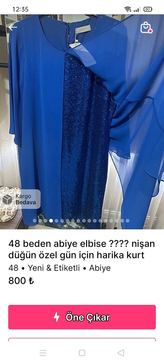 mavi saks abiye 48 beden - Görsel 5