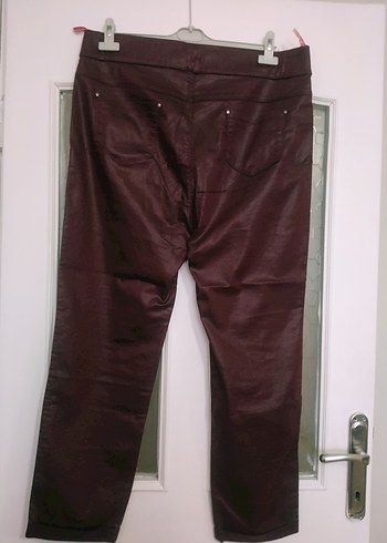 Bordo Deri Kemerli Kadın Pantolon. - Görsel 5