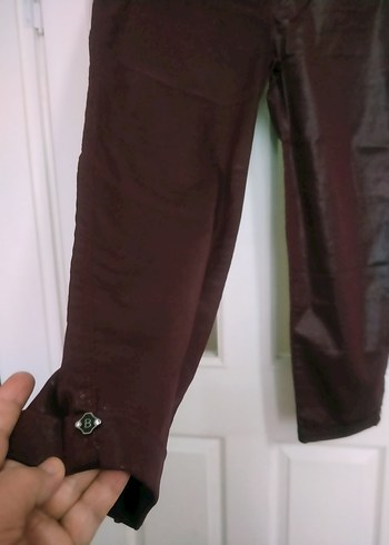 Bordo Deri Kemerli Kadın Pantolon. - Görsel 3