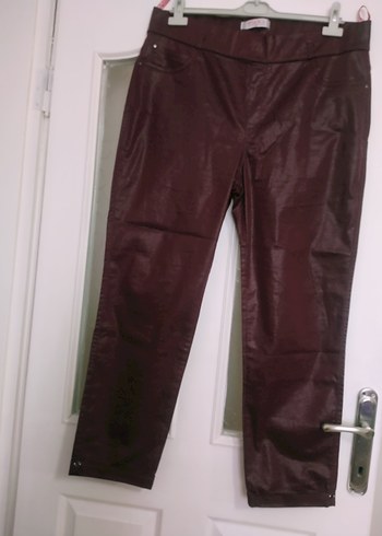 Bordo Deri Kemerli Kadın Pantolon. - Görsel 6