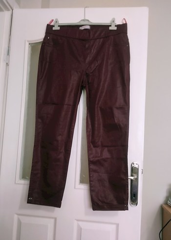 Bordo Deri Kemerli Kadın Pantolon. - Görsel 2