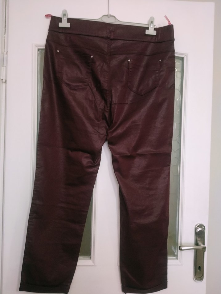 Bordo Deri Kemerli Kadın Pantolon. - Görsel 5