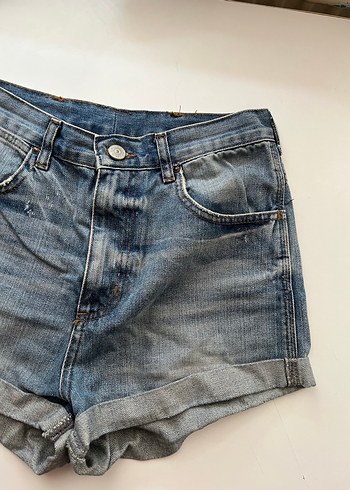 Gri Mavimsi Rahat Kesim Kadın Kot Şort - Görsel 3