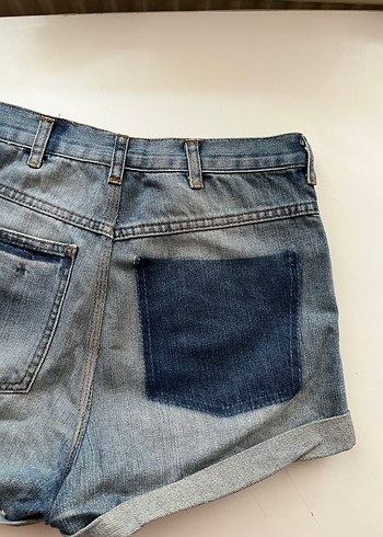 Gri Mavimsi Rahat Kesim Kadın Kot Şort - Görsel 6